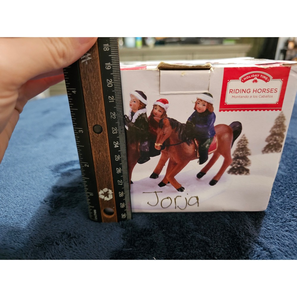 Holiday Time Riding Horses Christmas Village resin figurine in box hollidays